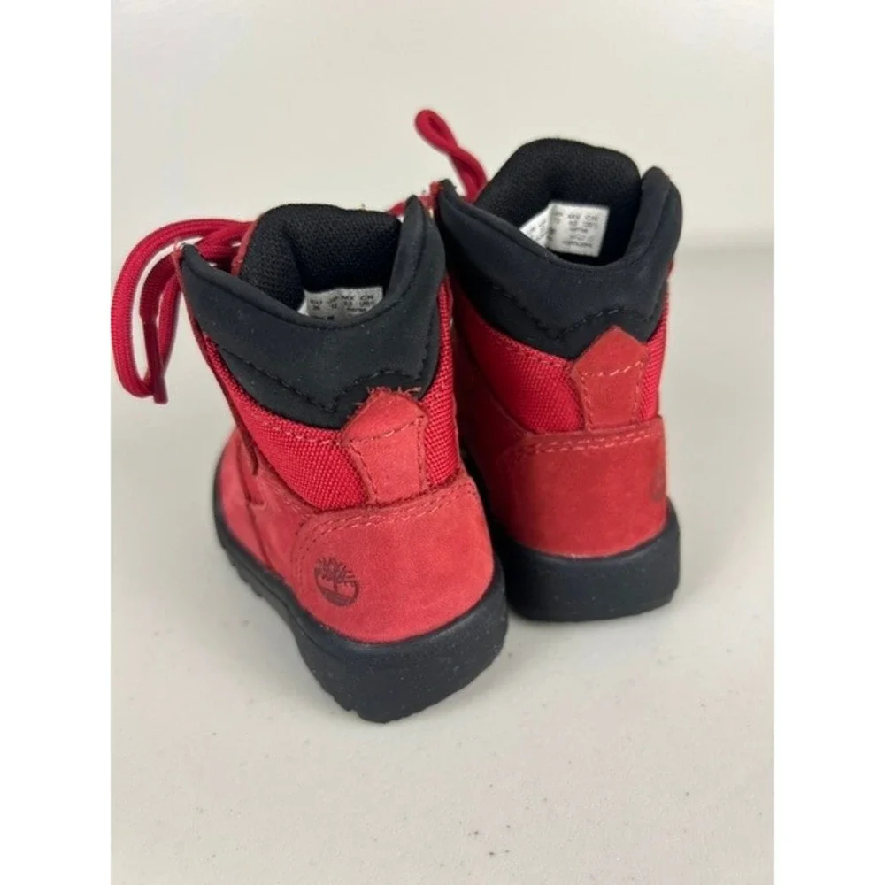 Timberland Euro Hiker Toddler Red Suede Mesh Gold Hardware Boots Size 4